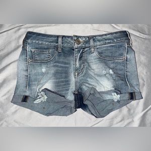 Express Distressed Light Jean Shorts